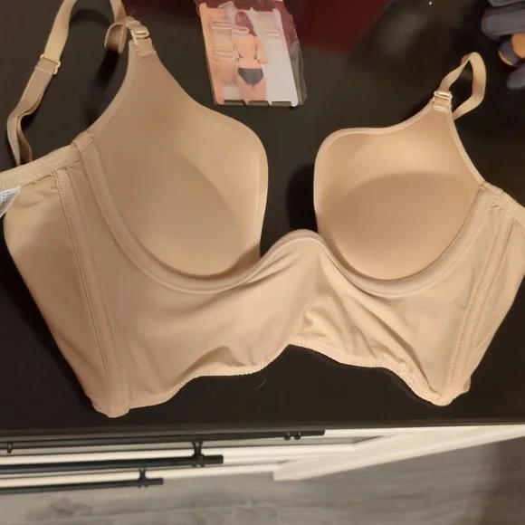 Sealsea Convertible Deep Plunge Low Back Beige Bra Size 36C - Picture 9 of 15
